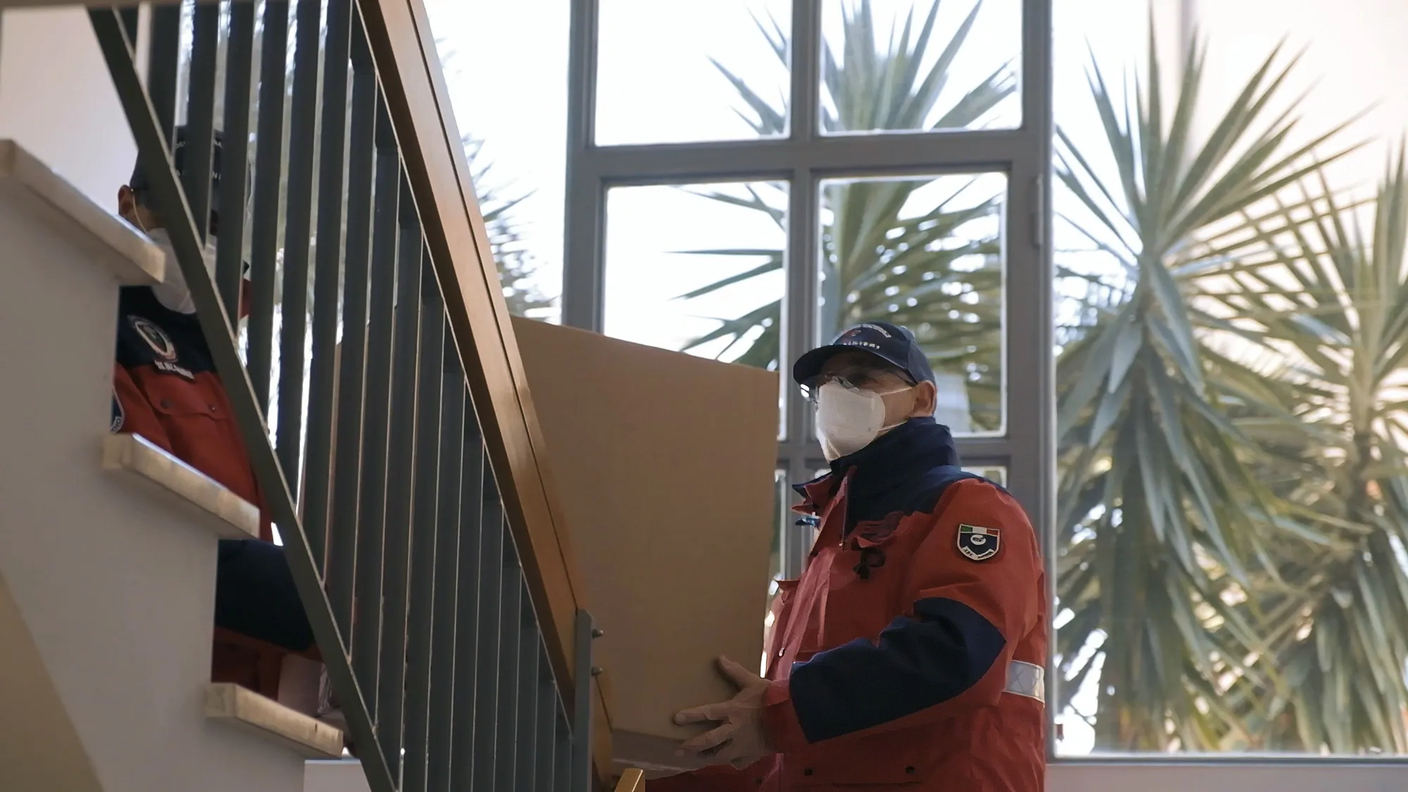 Video frame of ANC Livorno volunteers during the Covid-19 emergency – promotional footage produced by Memento Agency