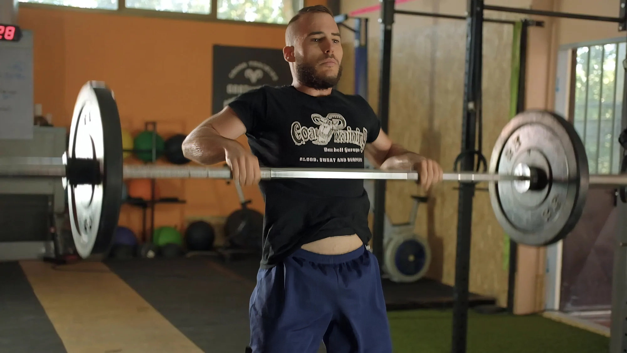 Video frame of a man training from a Goat Training commercial produced by Memento Agency – promotional fitness footage